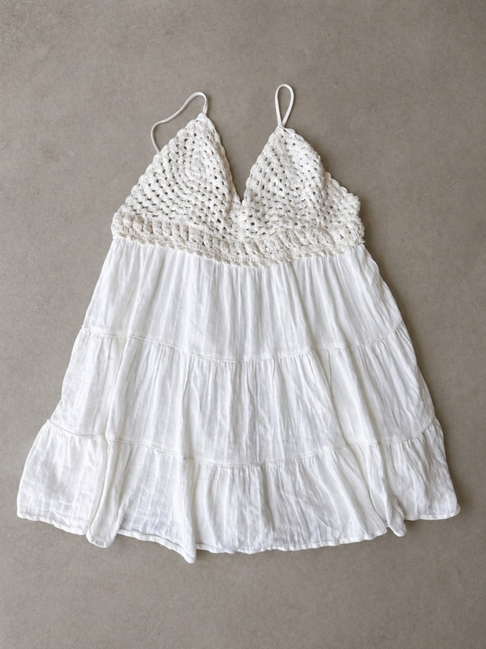 Aerie Ivory Crochet Babydoll Dress Boho Summer Flowy Size L NWT - Picture 2 of 9